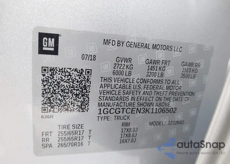 2019 Chevrolet Colorado Lt z USA, uszkodzony, nr VIN 1GCGTCEN3K1106502